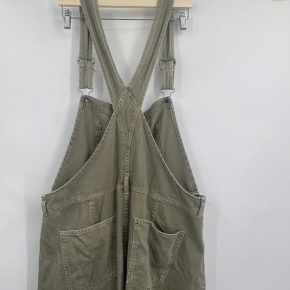 Free People We The Free Olive Green Good Luck Barrel Denim Overalls Size XL - Picture 6 of 10